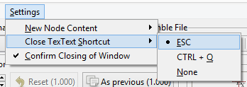 TexText settings menu (close shortcut)