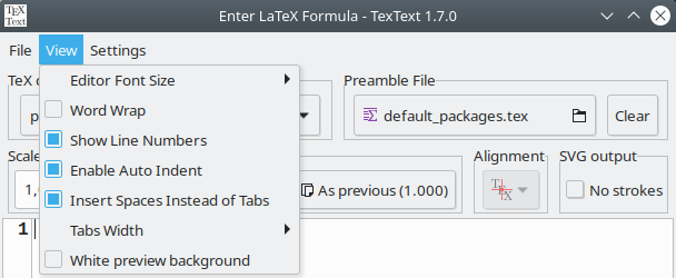 TexText view menu